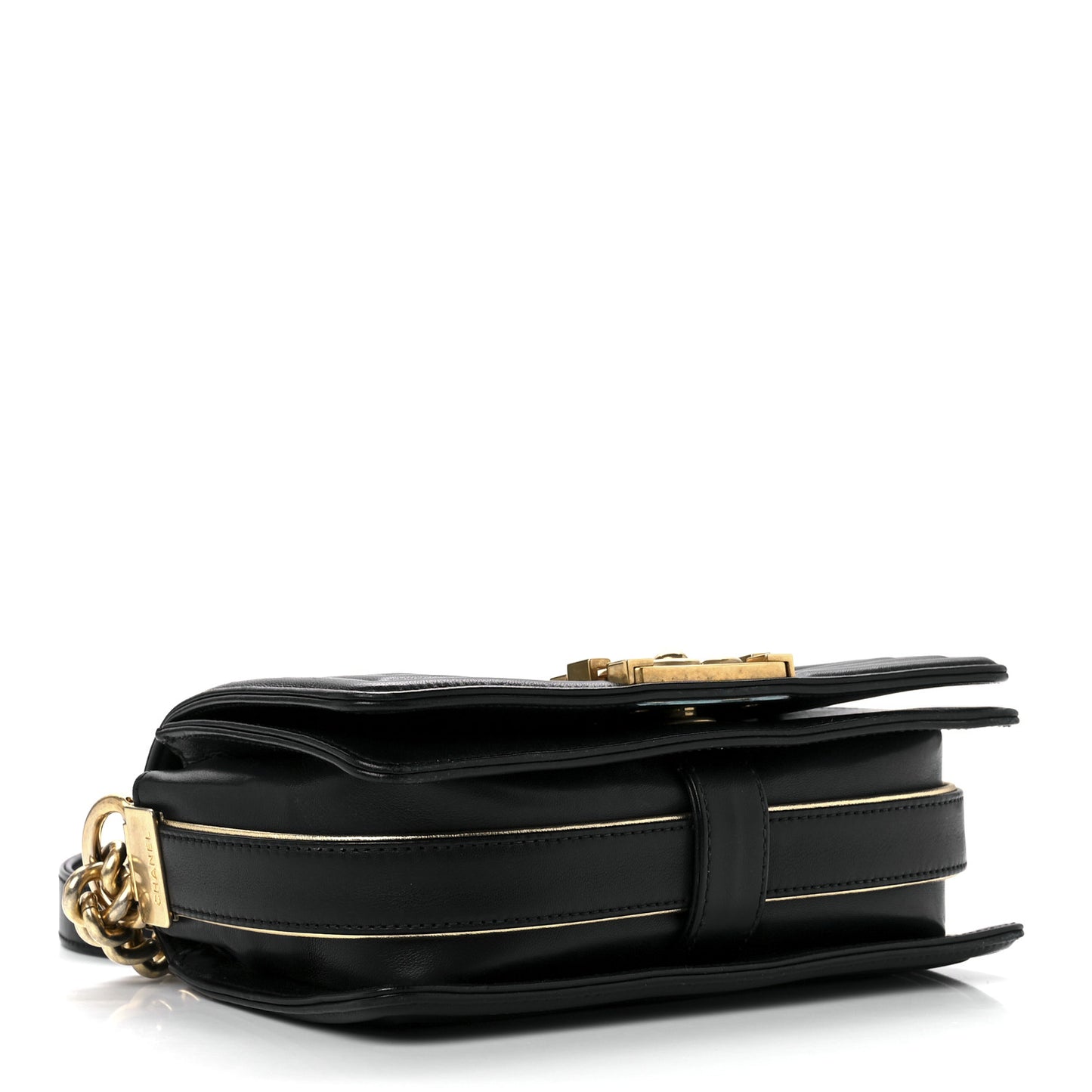 Sheepskin Braided Small Boy Reverso Flap Black