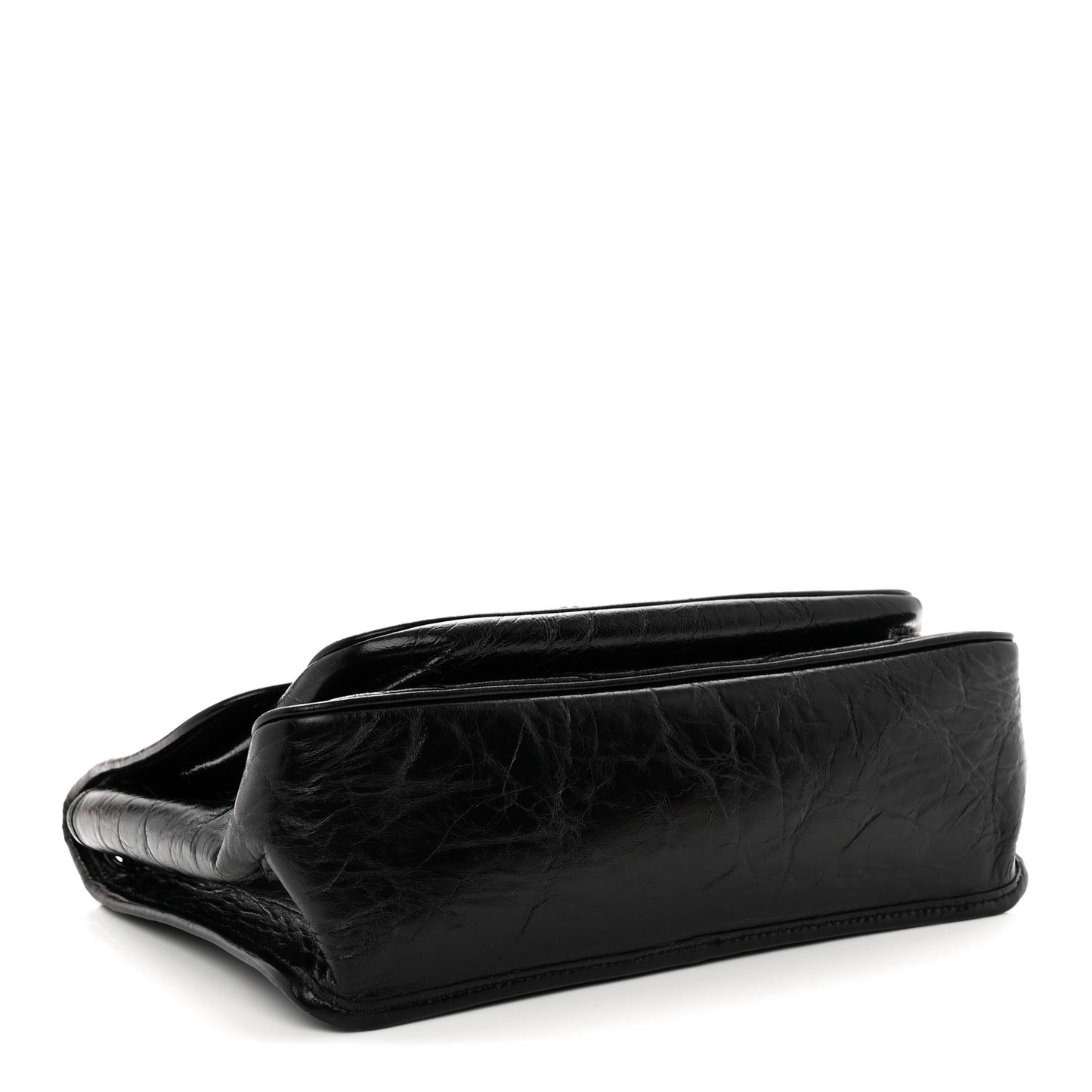 Crinkled Calfskin Matelasse Monogram Medium Niki Chain Satchel Black