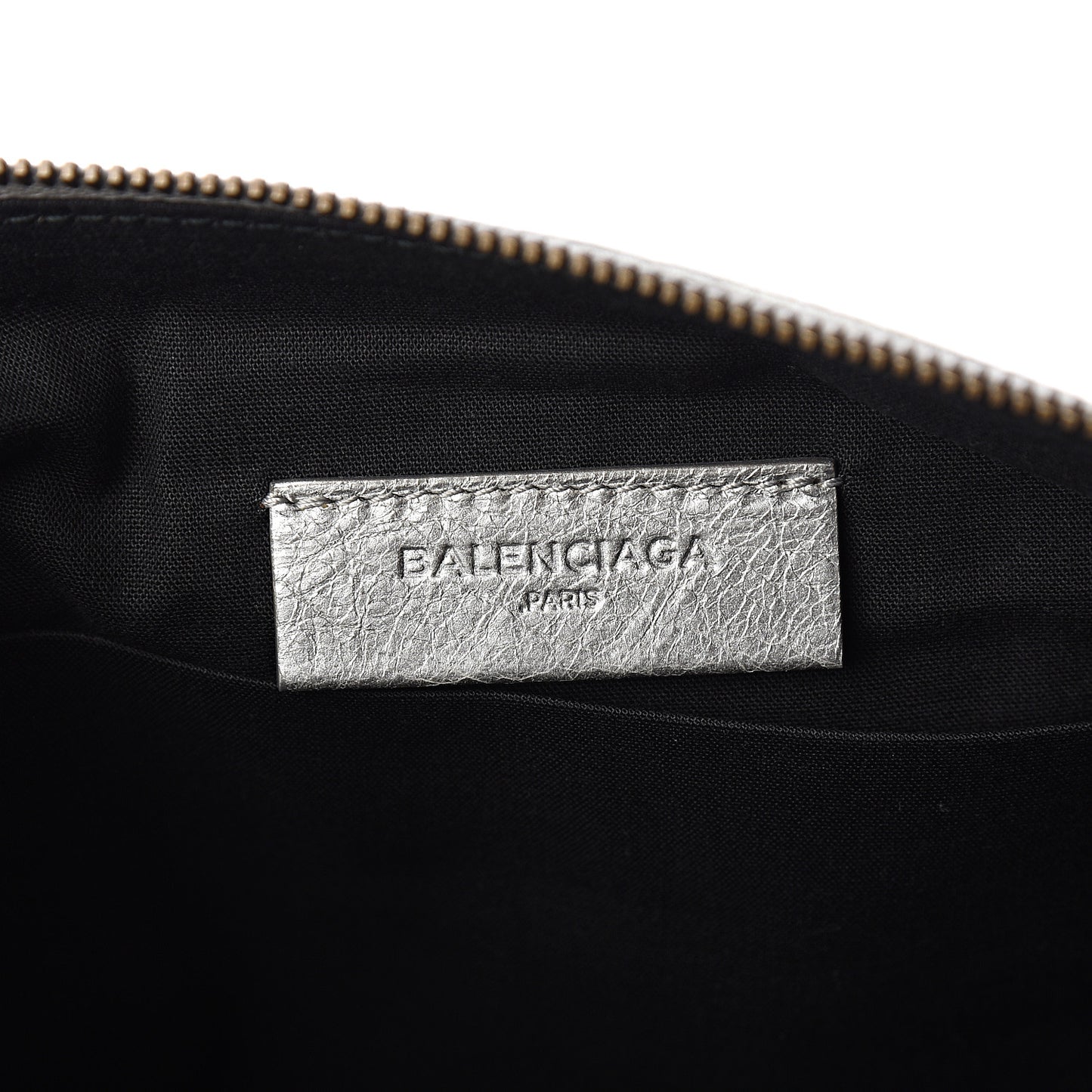 Agneau Classic Hardware Small Pouch Gris Aluminum