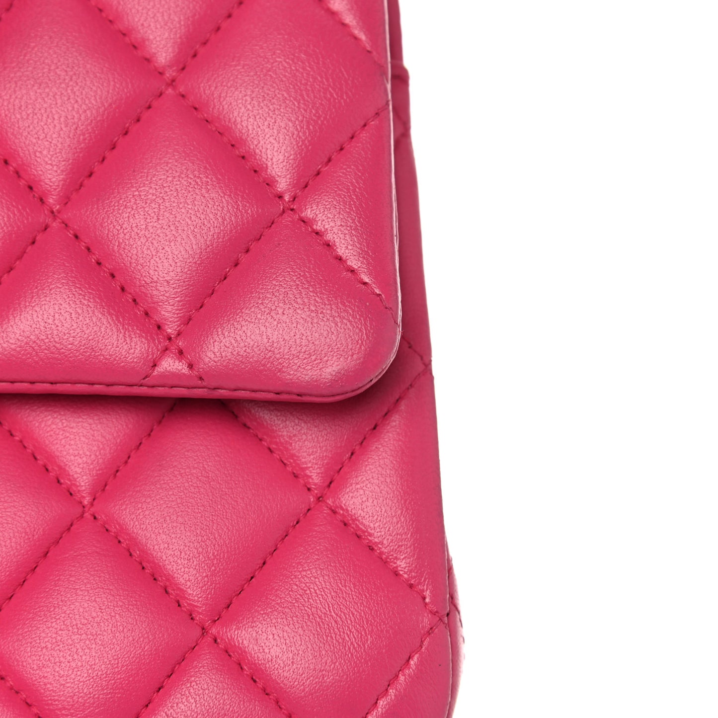 Lambskin Quilted Medium Double Flap Dark Pink