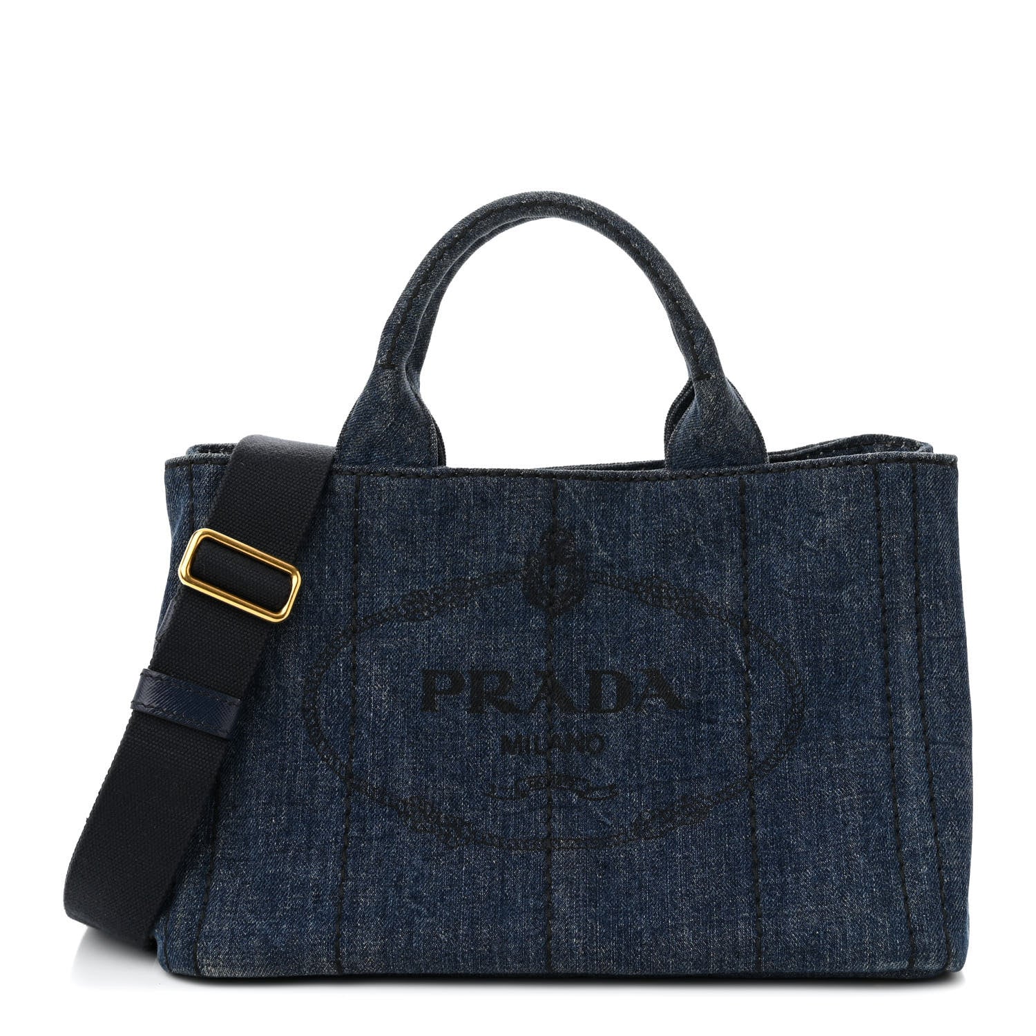 Prada Denim Logo Tote Bleu 1 of 10
