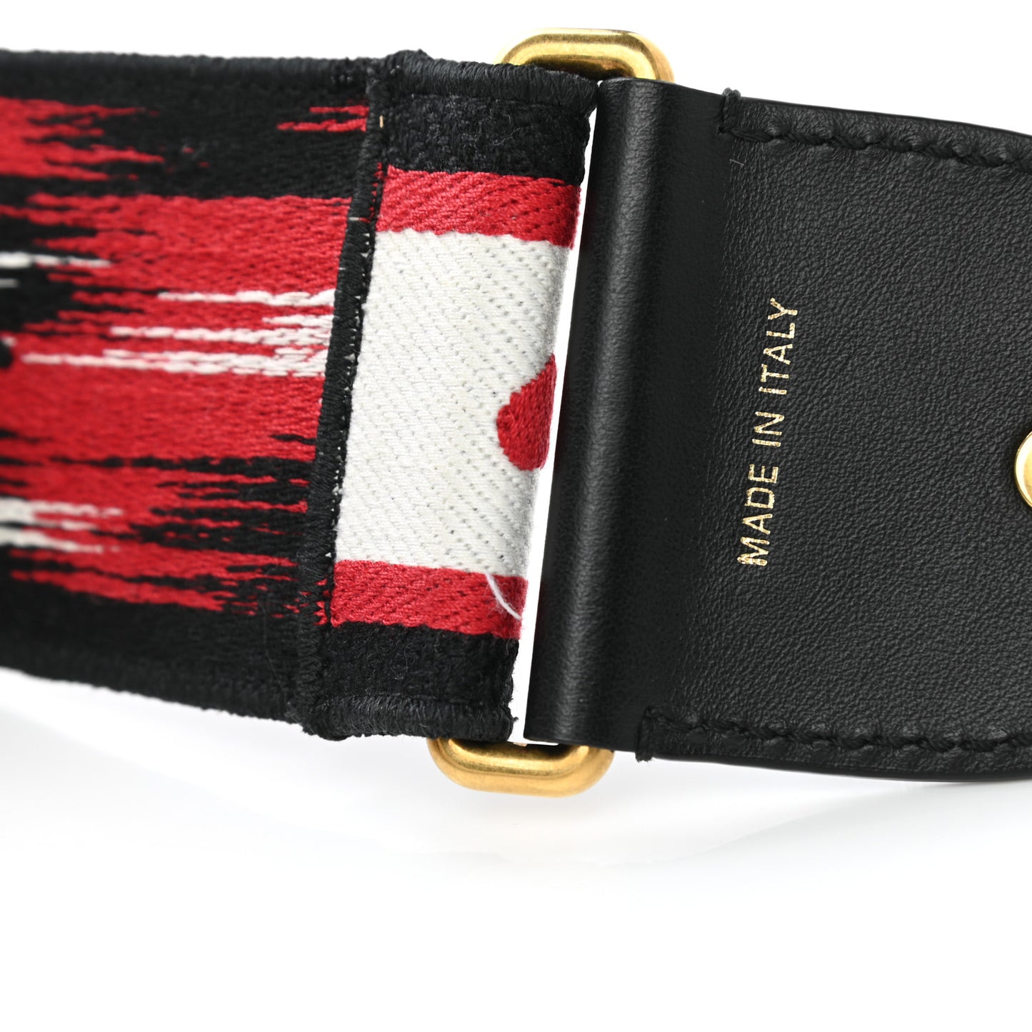 Canvas Embroidered Dioramour Shoulder Strap Black Red White