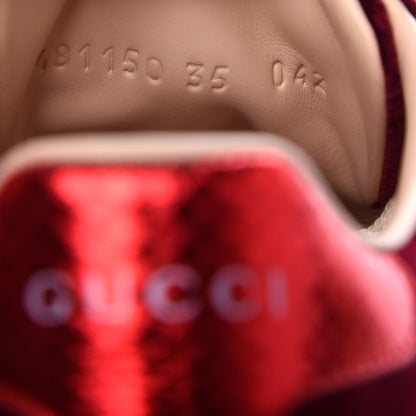 Gucci Velvet Ayers Web Faux Pearl Embellished Womens New Ace Sneakers 35 Malbec Oro Vecchio 10 of 11