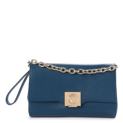 Versace COLLECTION Calfskin Convertible Clutch Teal 1 of 6