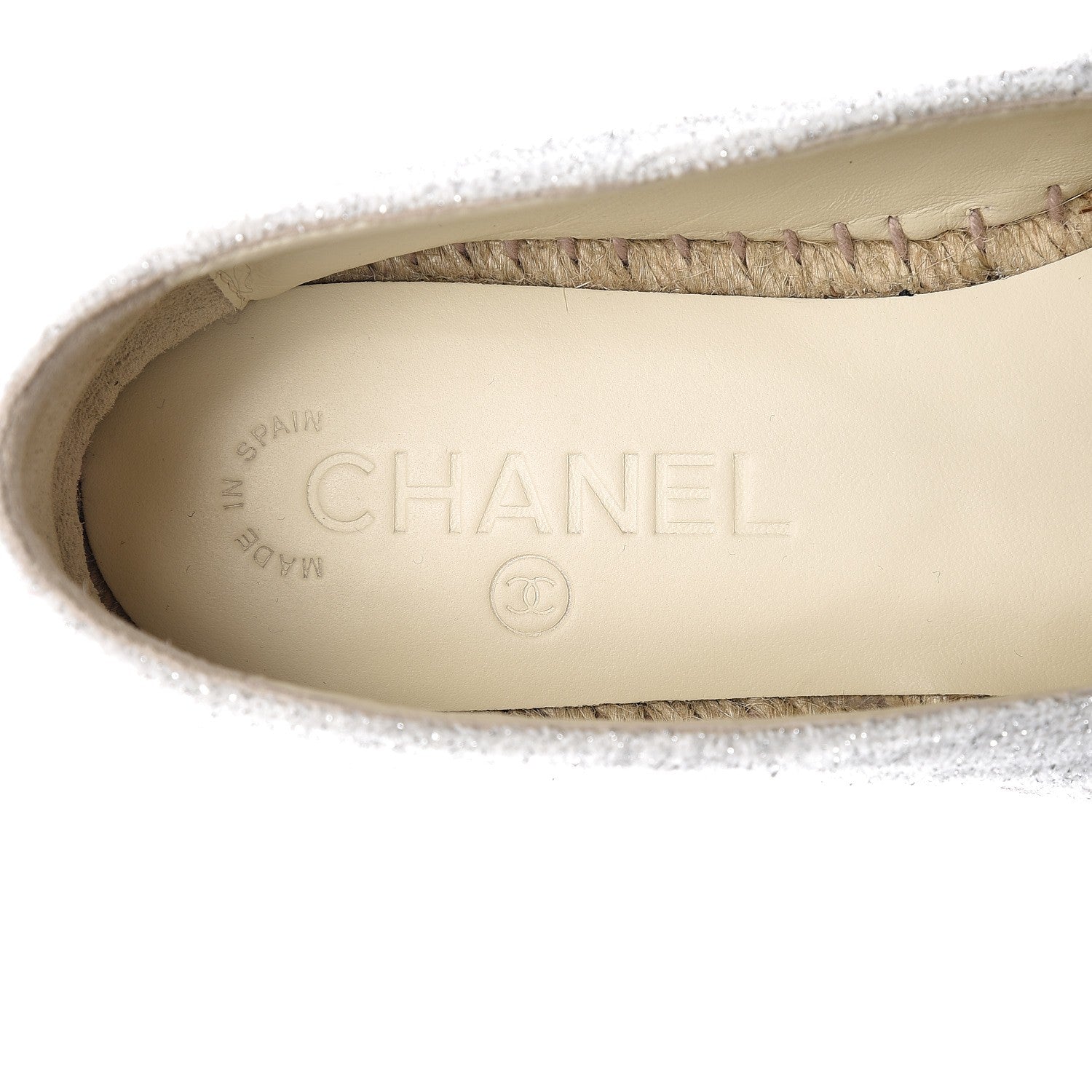 Chanel Fabric CC Espadrilles 38 Silver Black 6 of 10