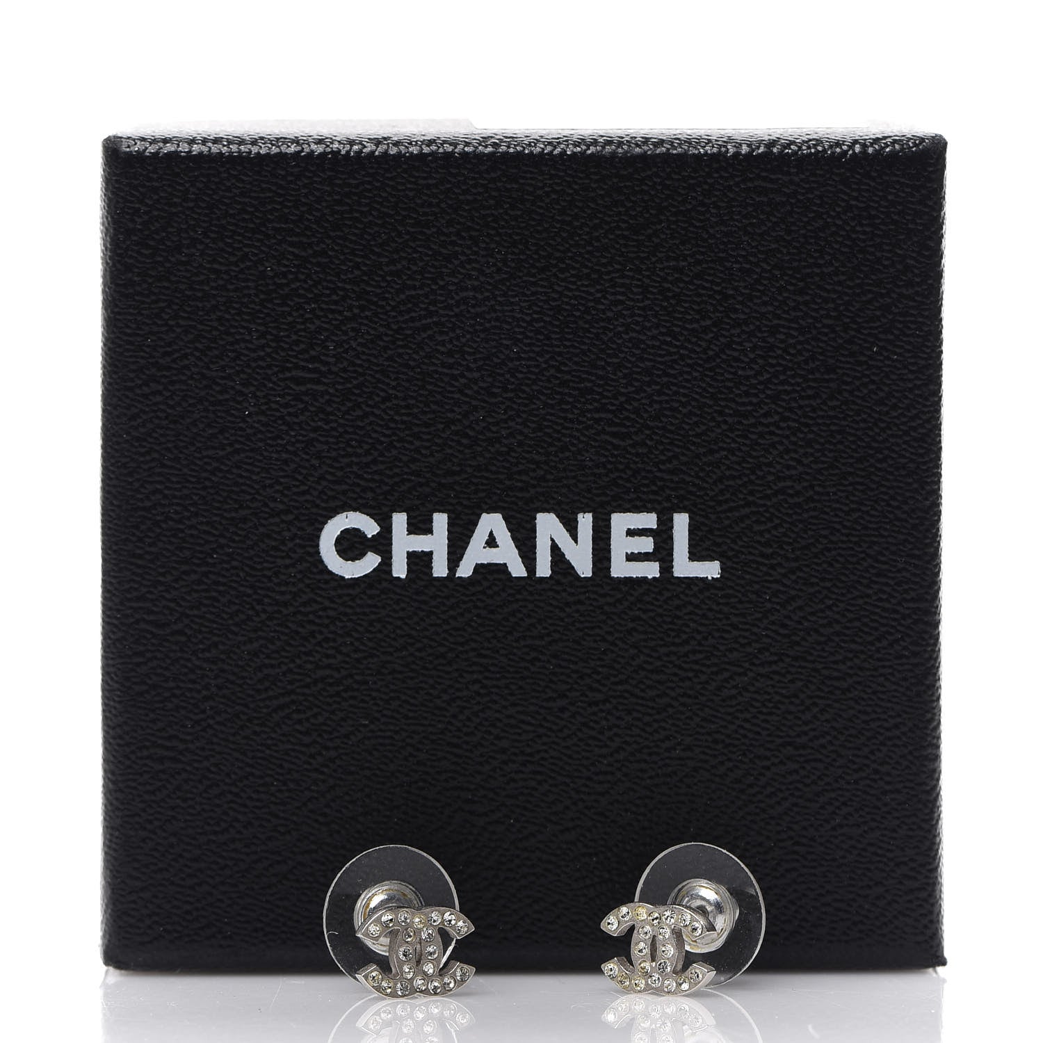 Chanel Crystal Mini Timeless CC Earrings Silver 5 of 5