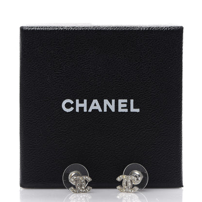 Chanel Crystal Mini Timeless CC Earrings Silver 5 of 5