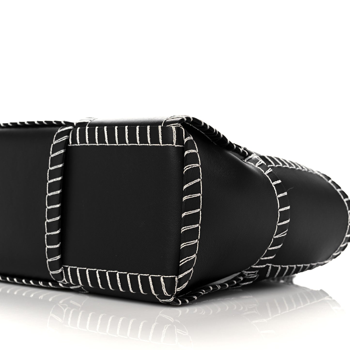 Nappa Maxi Intrecciato Overlock Stitched Small Arco Tote Black Silver