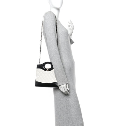 Chanel Patent Calfskin Quilted Mini 31 Shopping Bag White Black 2 of 10