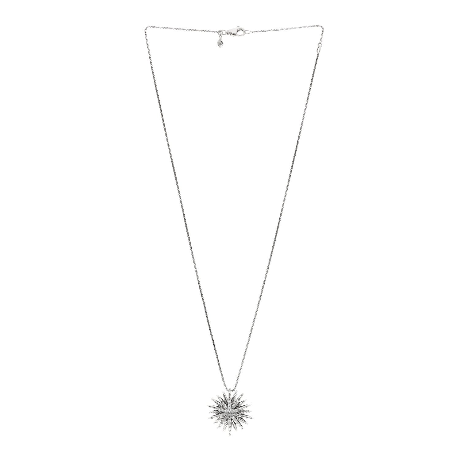 David Yurman Sterling Silver Diamond Medium Starburst Pendant Necklace 3 of 5