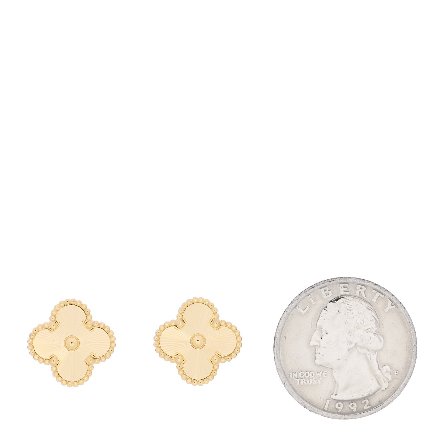 18K Yellow Gold Guilloche Vintage Alhambra Earrings