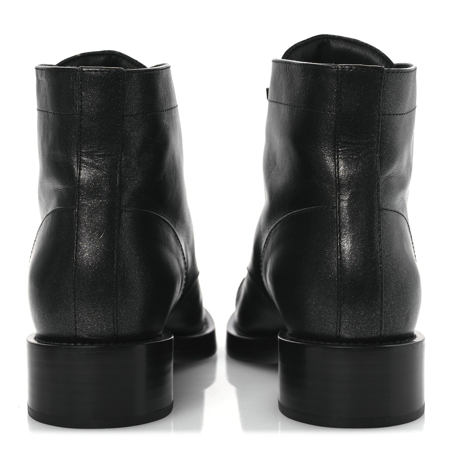 Calfskin Lace Up CC Combat Boots 37 Black