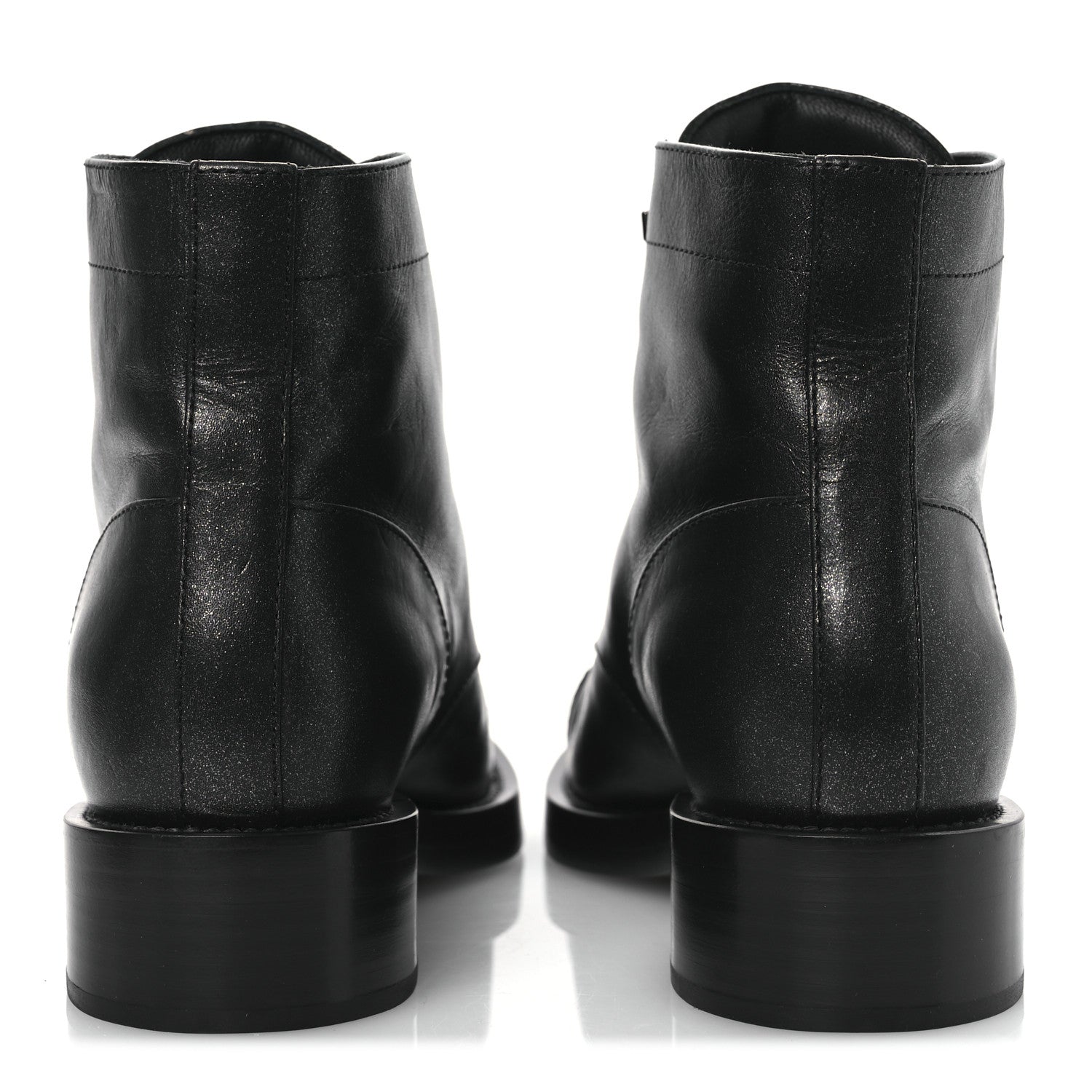 Chanel Calfskin Lace Up CC Combat Boots 37 Black 6 of 11
