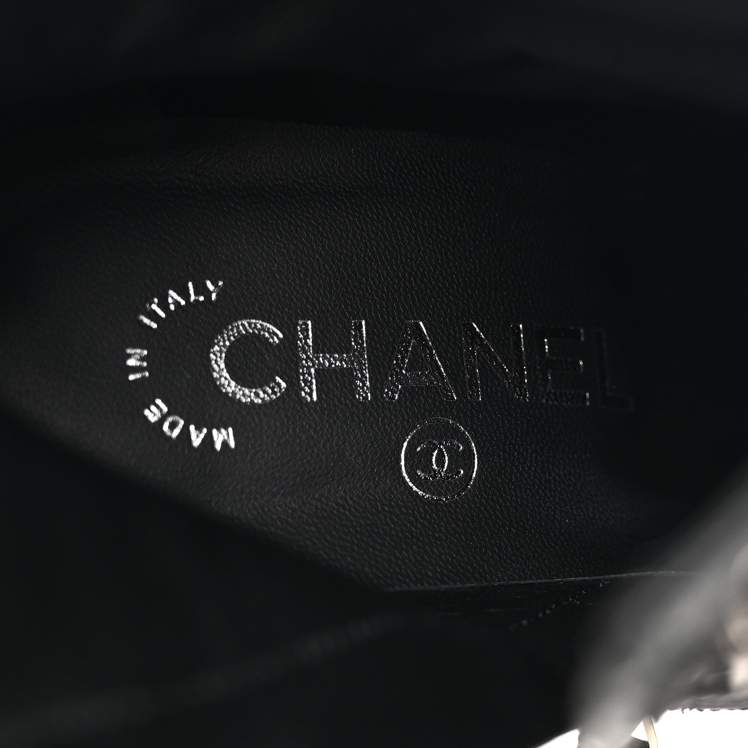 Chanel Crackled Calfskin Chain CC Short Boots 38 Black 7 of 9