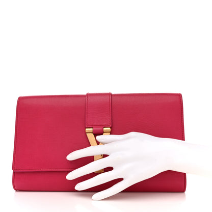Saint Laurent Calfskin Classic Y Ligne Clutch Fuchsia 2 of 11