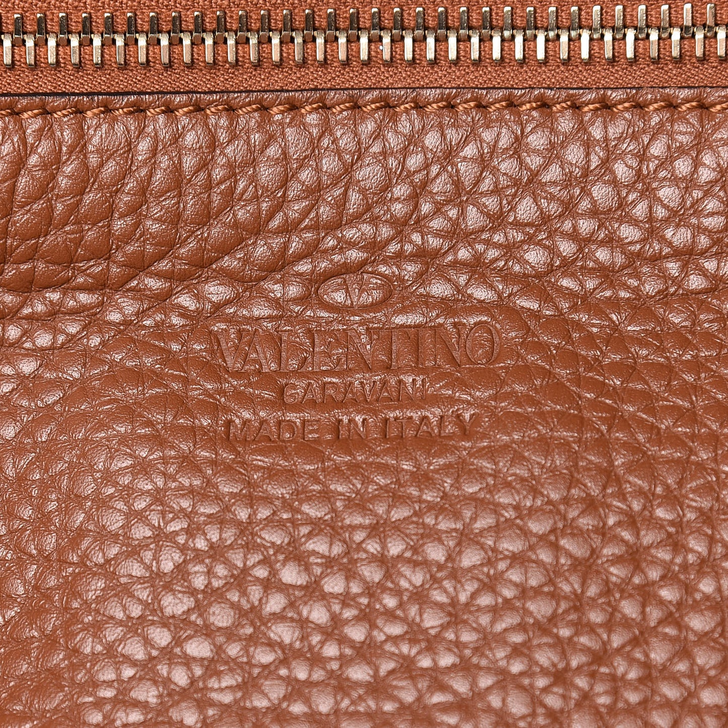 Pebbled Calfskin Medium Rockstud Tote Bright Cognac