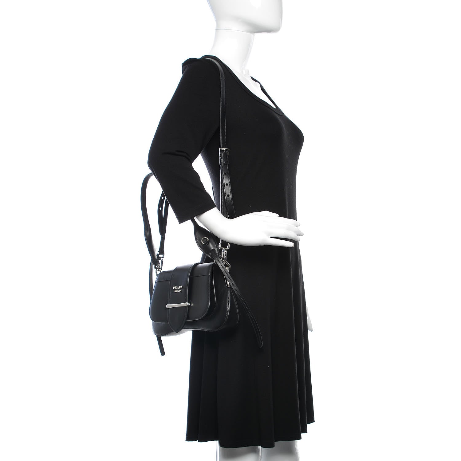 Prada City Calfskin Sidonie Shoulder Bag Black 2 of 8