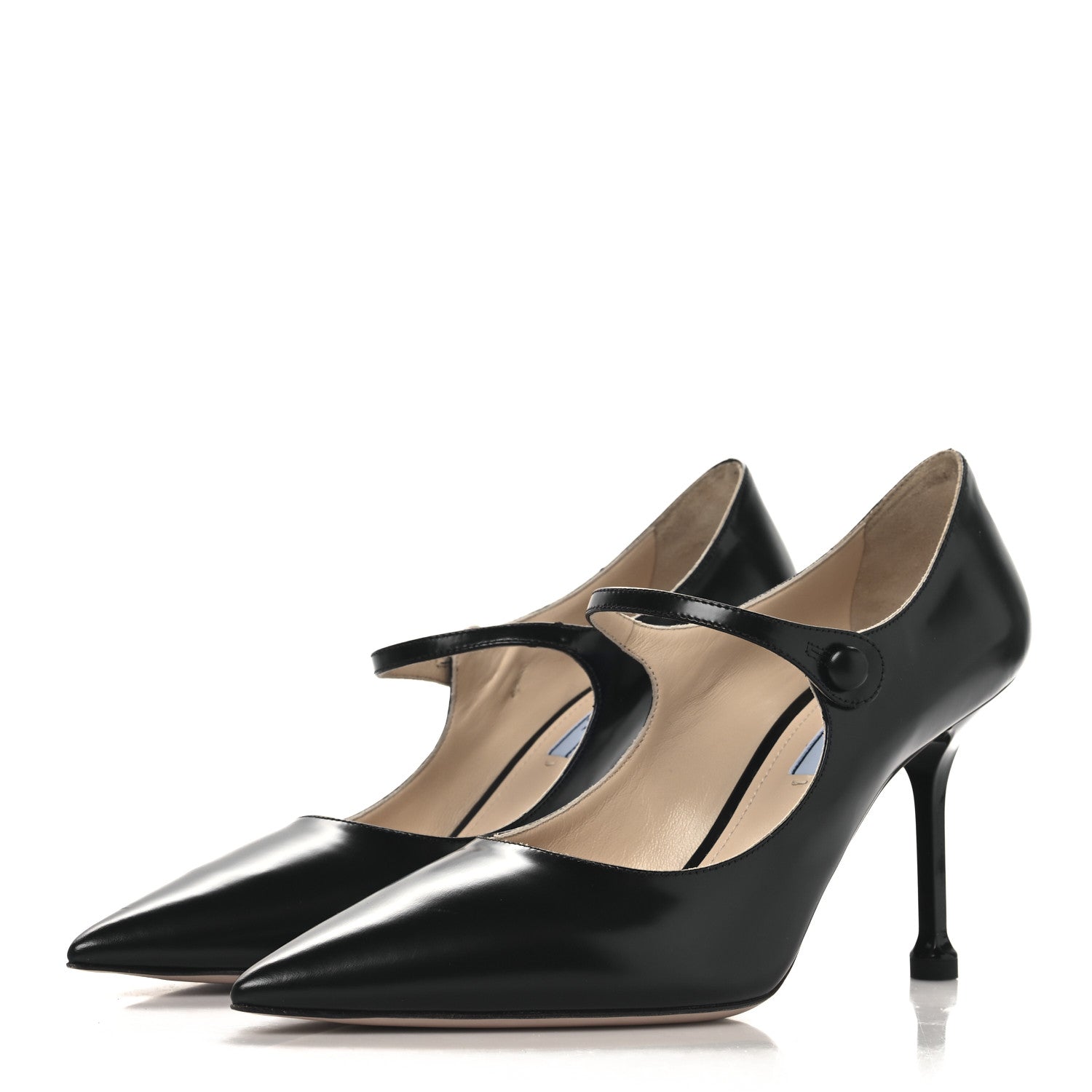 Prada Spazzolato Mary Jane Pumps 39.5 Black 4 of 9