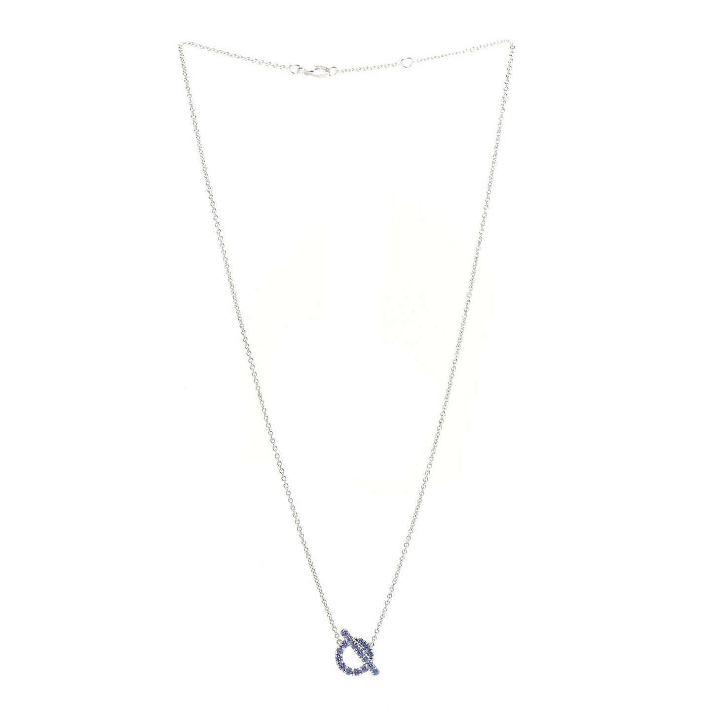 18K White Gold Blue Sapphire Finesse Pendant Necklace