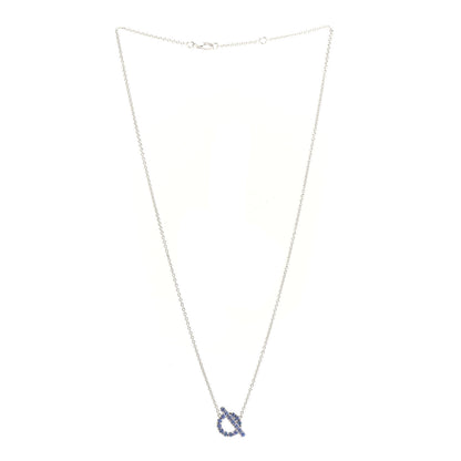 Hermes 18K White Gold Blue Sapphire Finesse Pendant Necklace 3 of 5