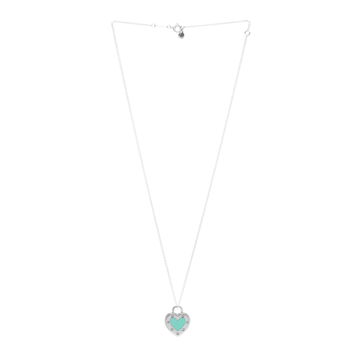 Sterling Silver Enamel Return to Tiffany Love Heart Necklace Blue