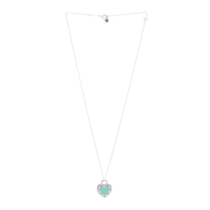 Tiffany Sterling Silver Enamel Return to Tiffany Love Heart Necklace Blue 3 of 4