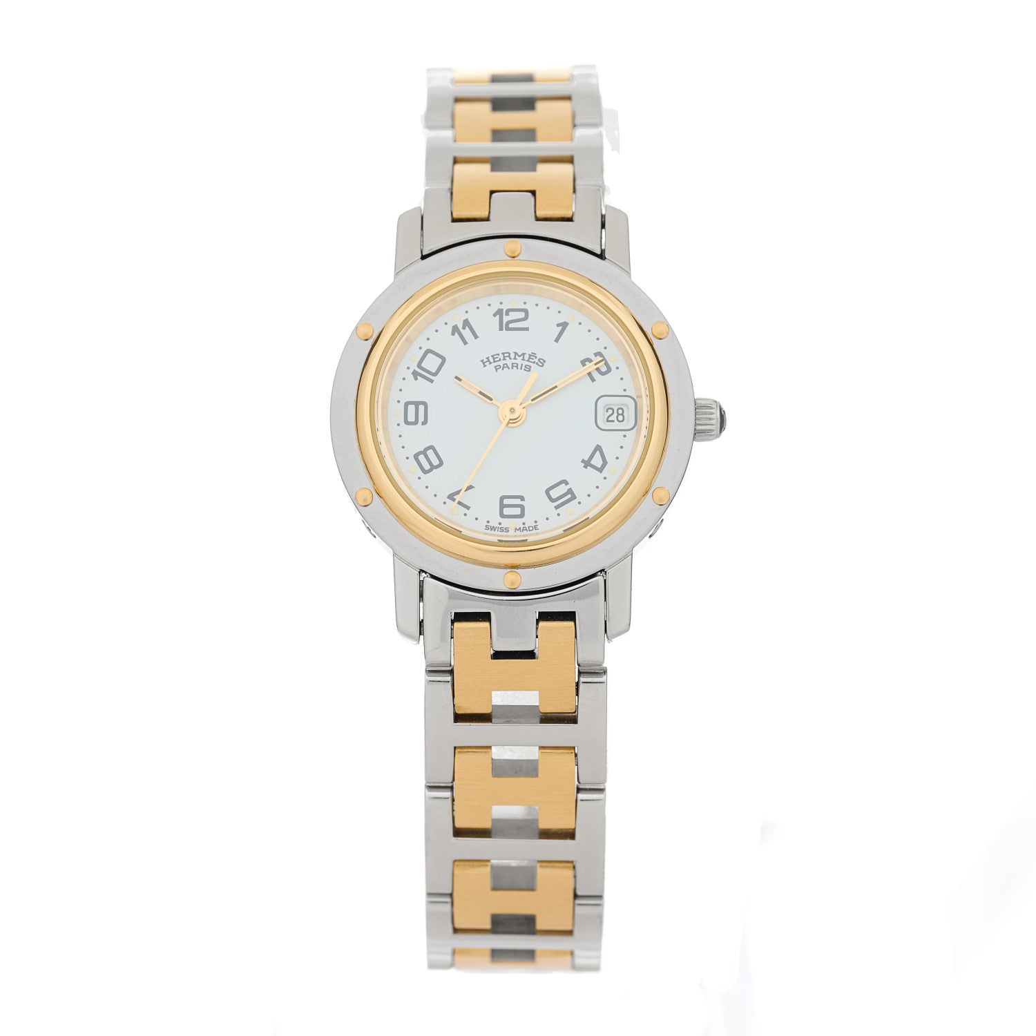 Hermes Stainless Steel 24mm Clipper Quartz Watch Gold 1 of 4