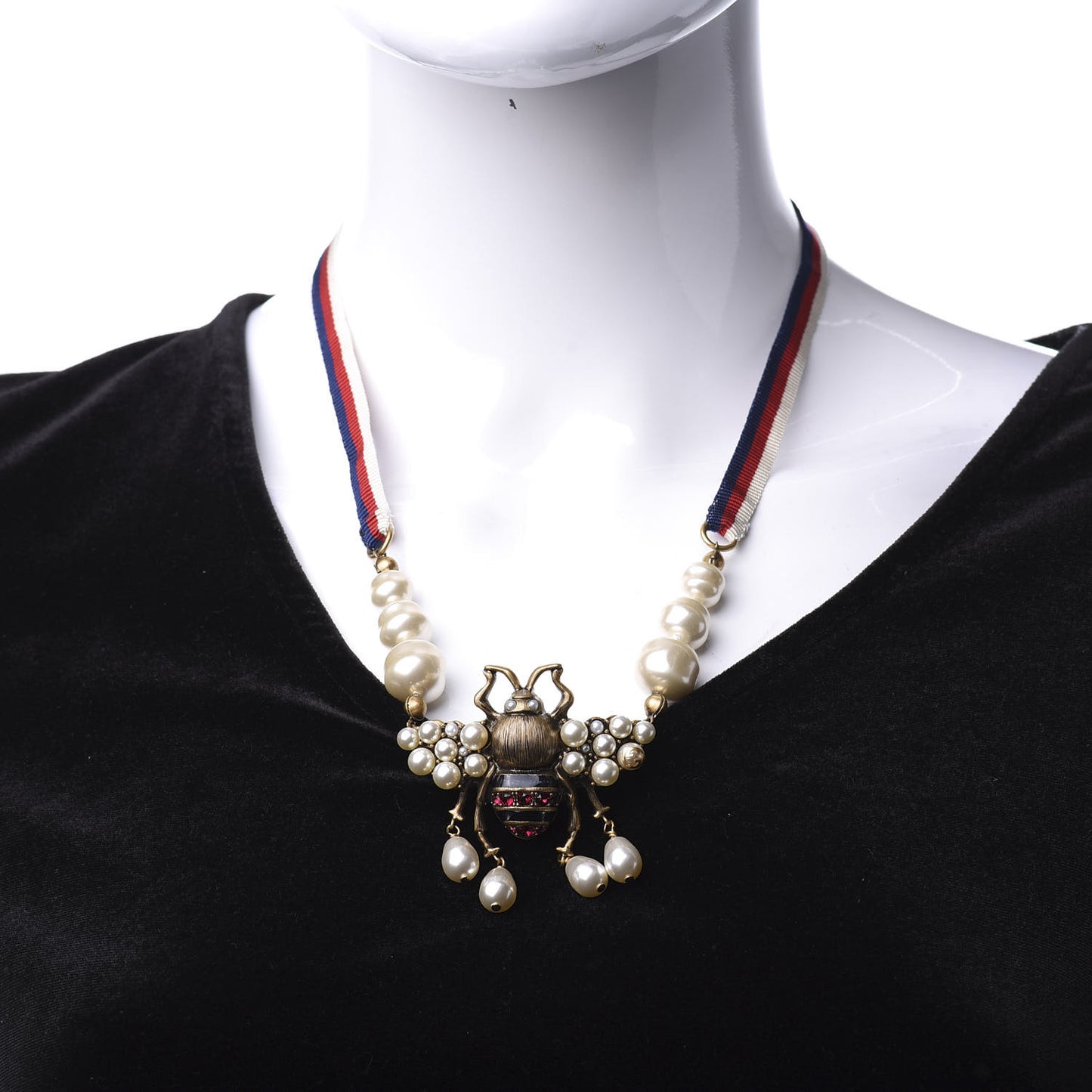 Crystal Pearl GG Sylvie Bee Necklace