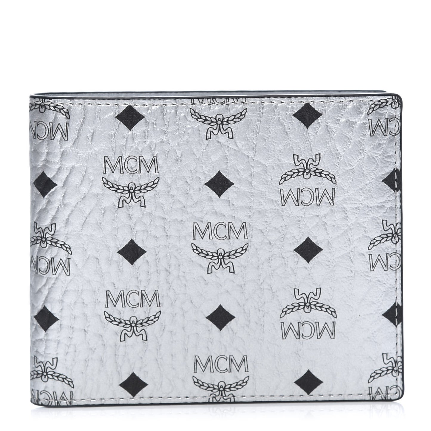 Metallic Visetos Bi-Fold Wallet Silver