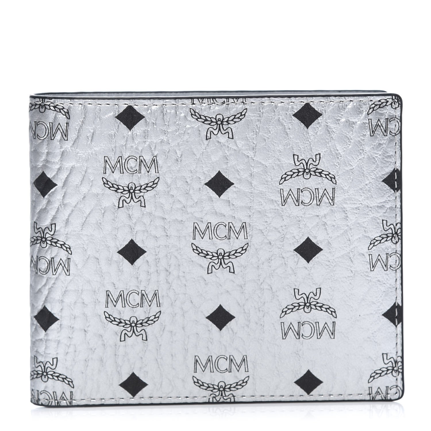 MCM Metallic Visetos Bi-Fold Wallet Silver 1 of 9