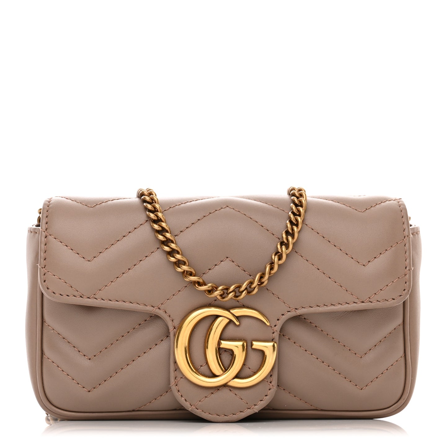 Calfskin Matelasse Super Mini GG Marmont Shoulder Bag Porcelain Rose