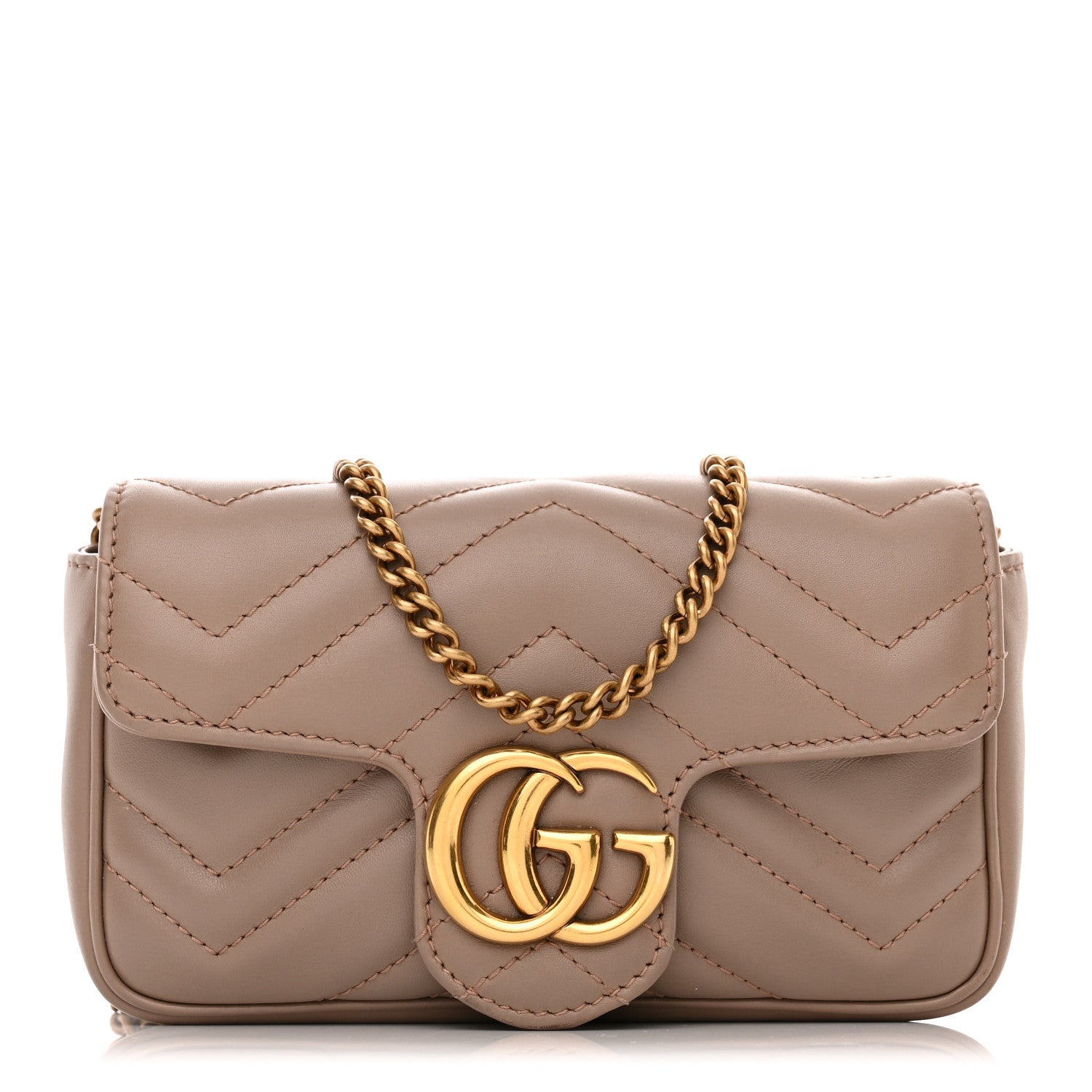Gucci Calfskin Matelasse Super Mini GG Marmont Shoulder Bag Porcelain Rose 1 of 11