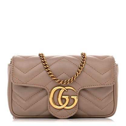 Gucci Calfskin Matelasse Super Mini GG Marmont Shoulder Bag Porcelain Rose 1 of 11