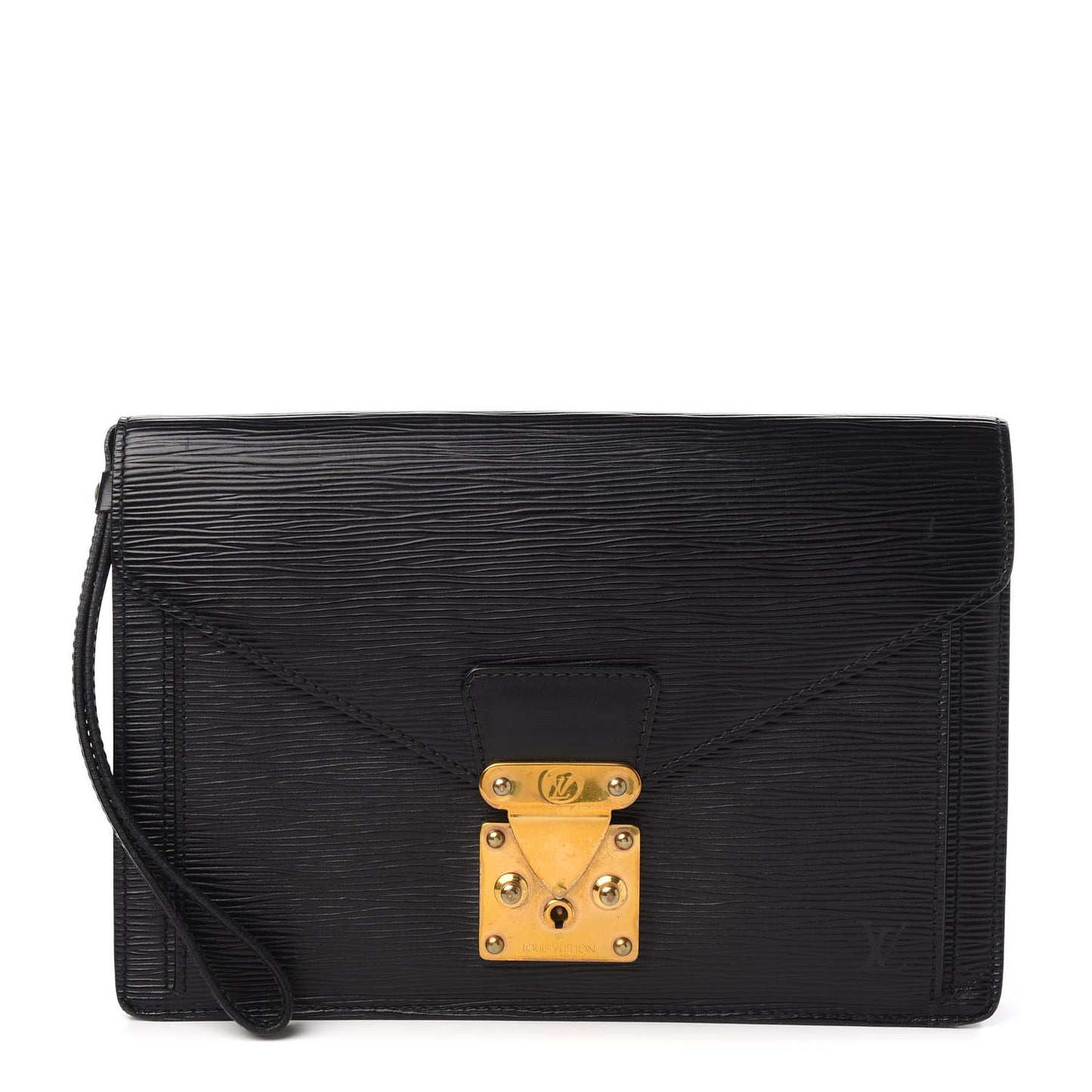 Epi Pochette Sellier Dragonne Clutch Black