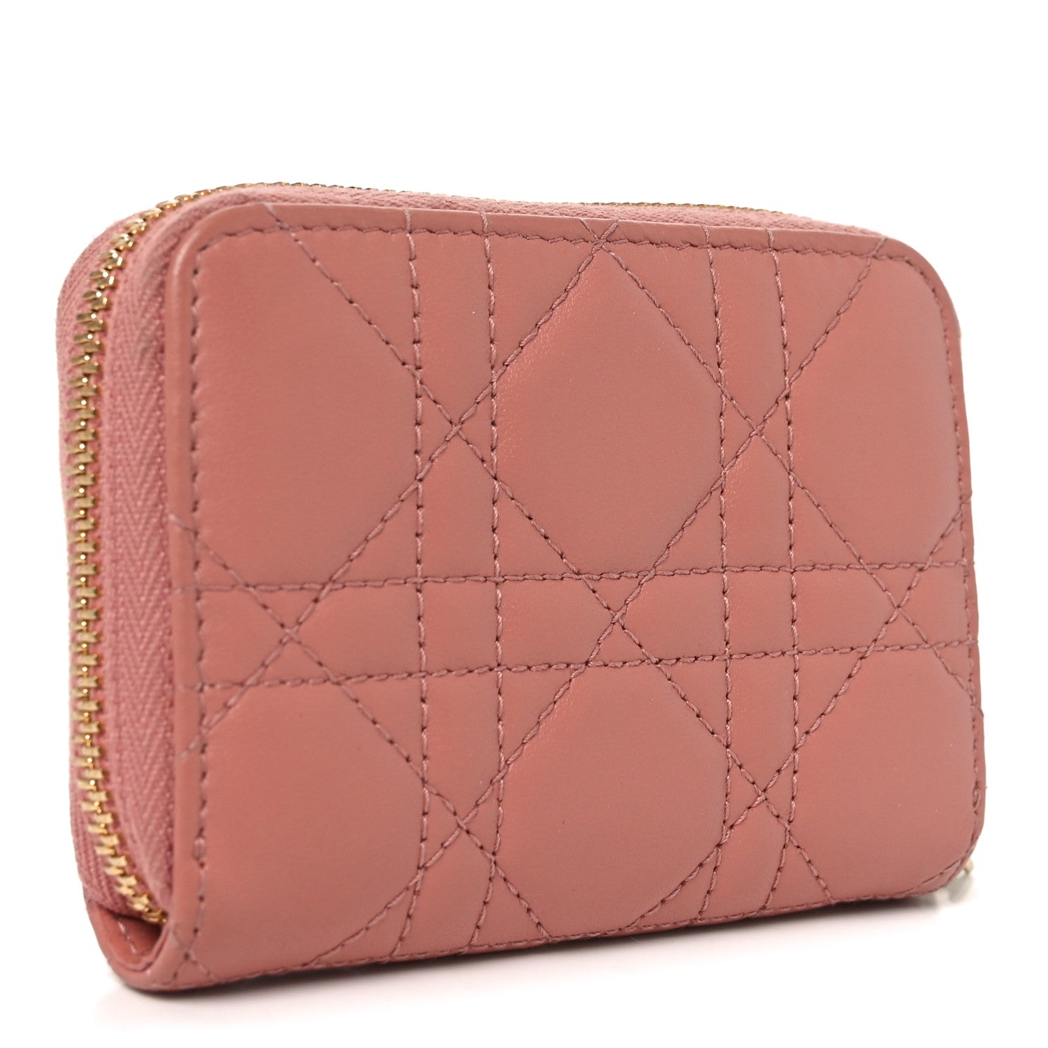 Christian Dior Lambskin Cannage Small Lady Dior Voyageur Coin Purse Rose Des Vents 3 of 7