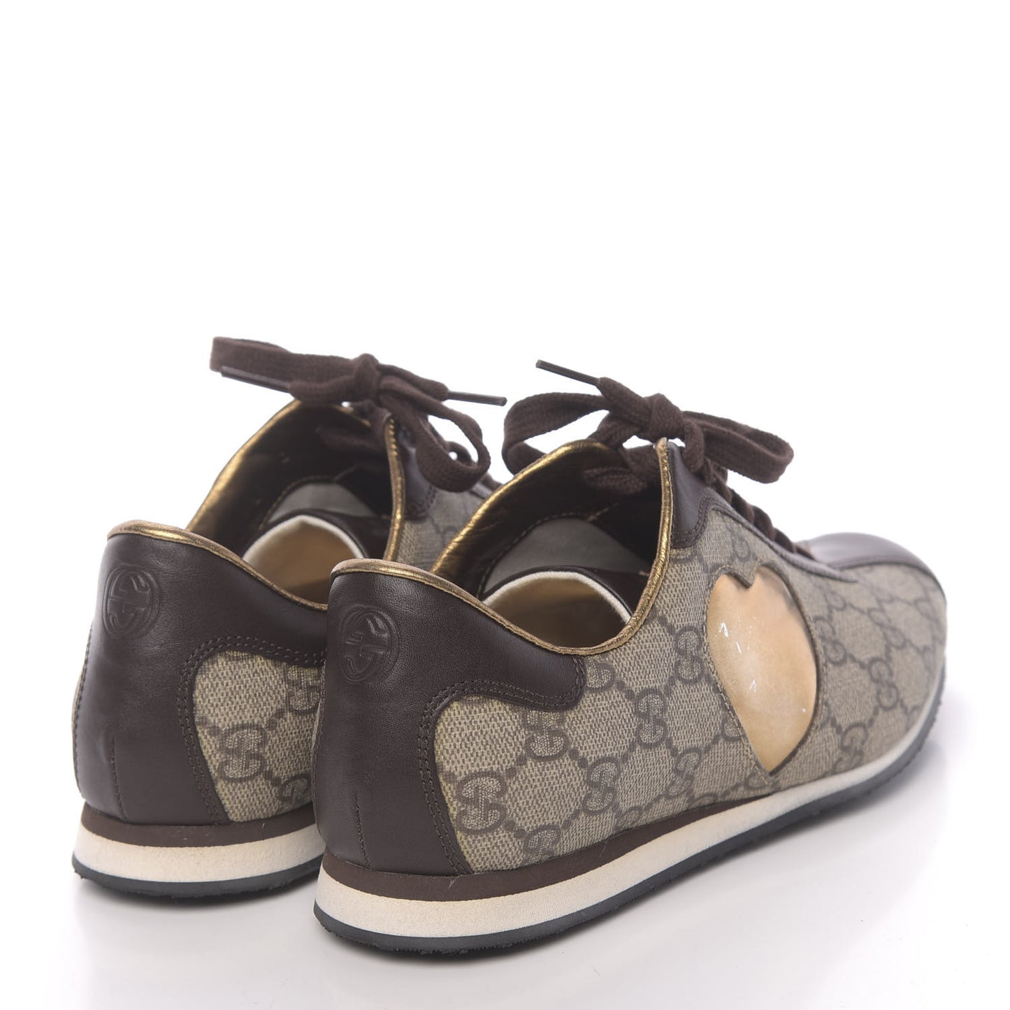 GG Supreme Monogram Heart Low Top Sneakers 37.5 Brown