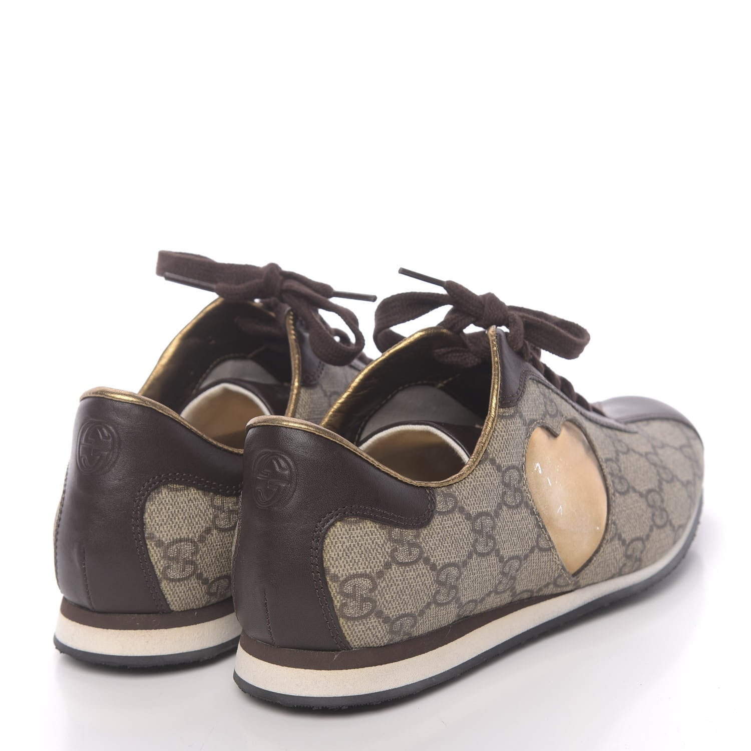 Gucci GG Supreme Monogram Heart Low Top Sneakers 37.5 Brown 4 of 8