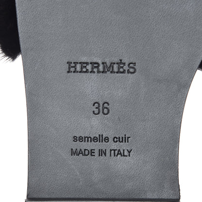 Hermes Mink Fur Oran Sandals 36 Black 7 of 9