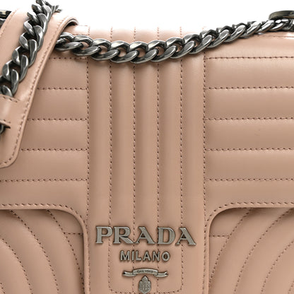 Prada Soft Calfskin Impunture Diagramme Medium Chain Flap Shoulder Bag Cipria 8 of 11