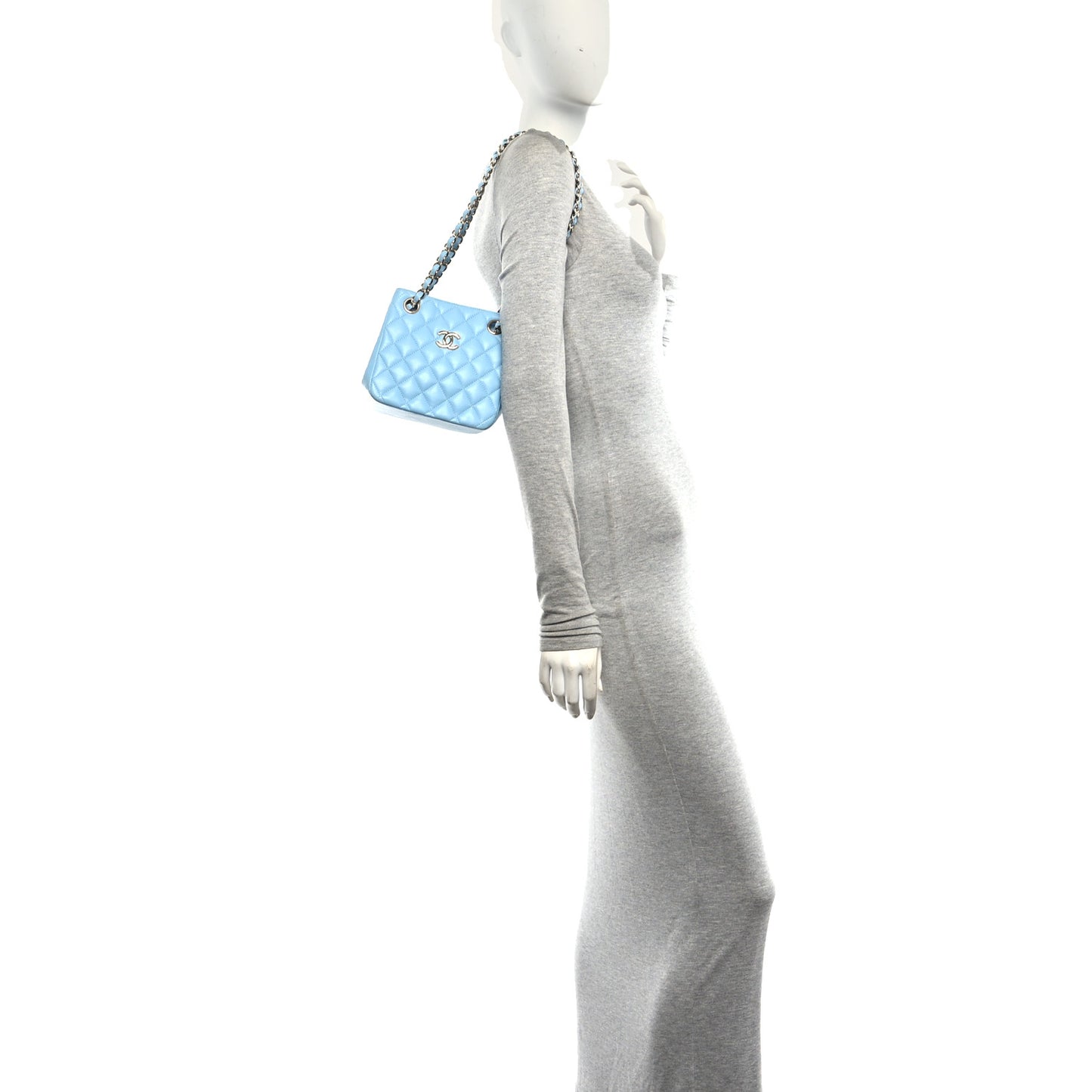 Caviar Quilted Mini Bucket Bag Blue
