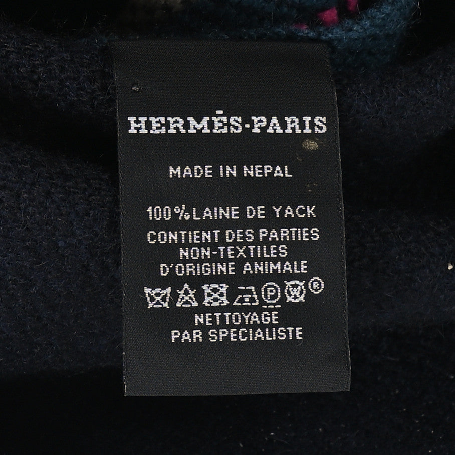 Hermes Cashmere Muffler Marine Naturel Rose 3 of 3