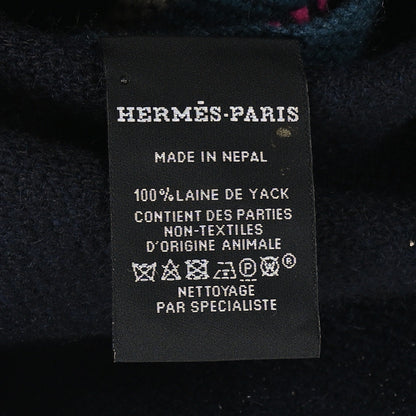 Hermes Cashmere Muffler Marine Naturel Rose 3 of 3