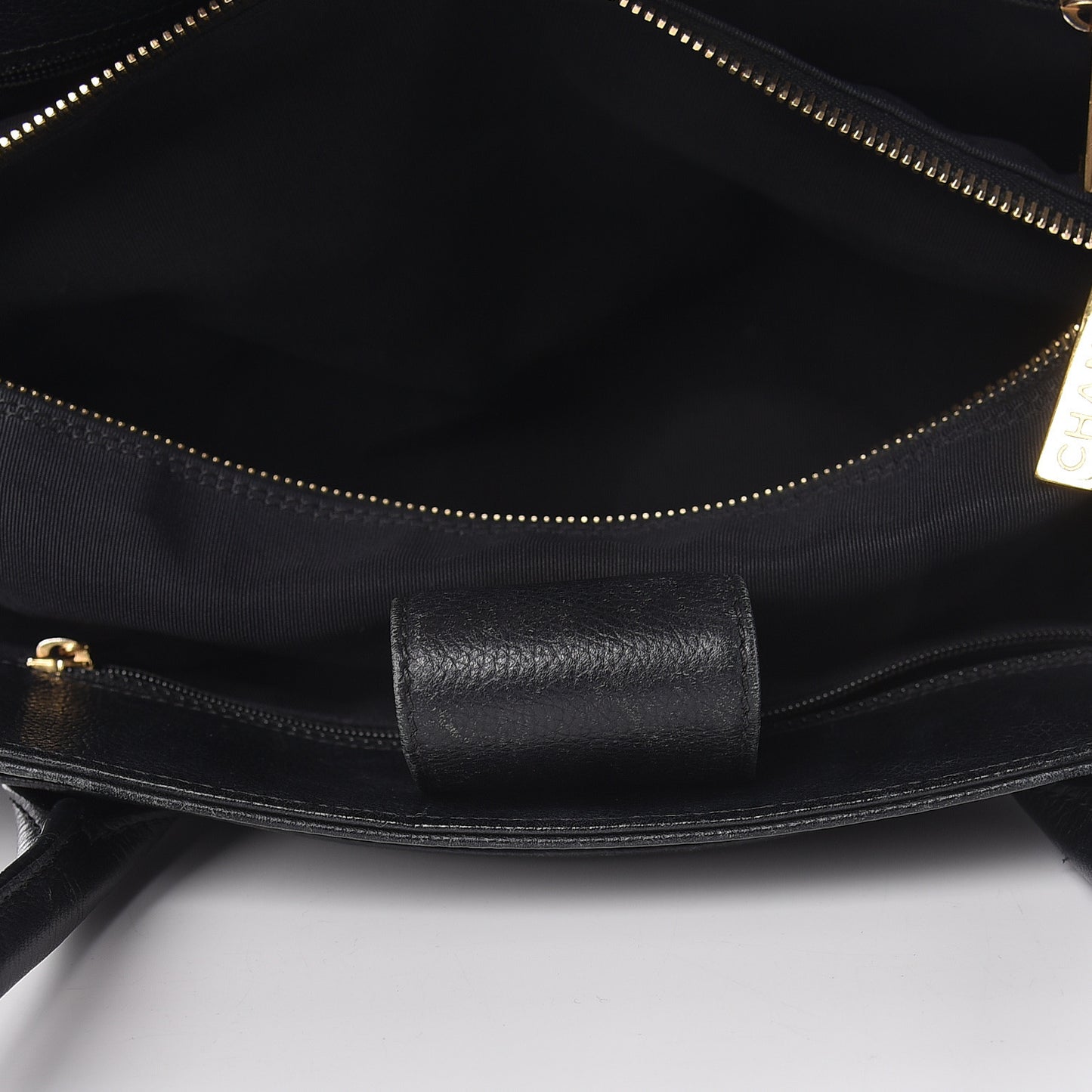 Calfskin Small Cerf Shopper Tote Black