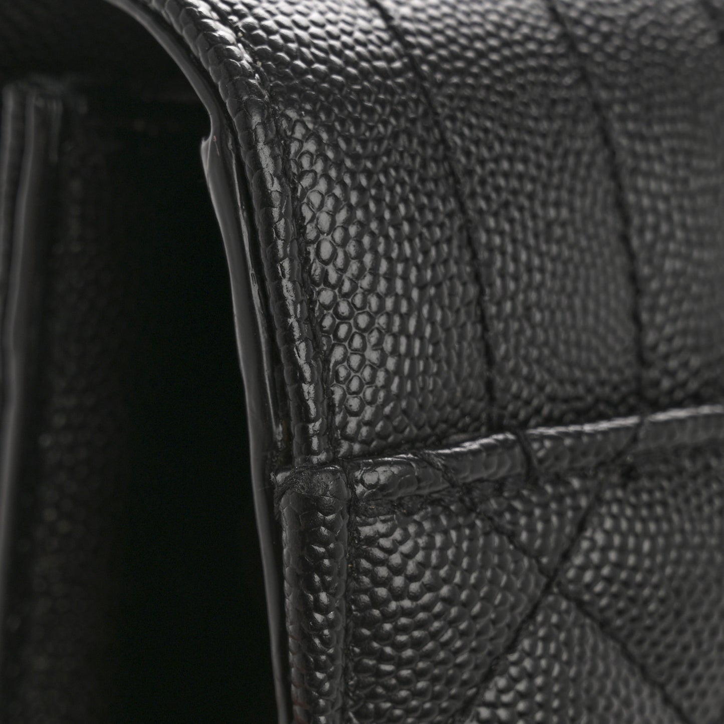 Grain De Poudre Textured Mixed Matelasse Triquilt Small Monogram Satchel Black