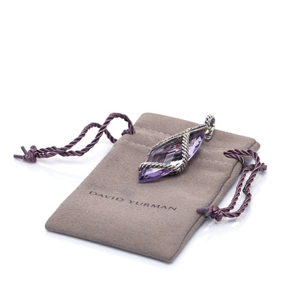 David Yurman Sterling Silver Diamond Amethyst Cable Wrap Pendant 5 of 5