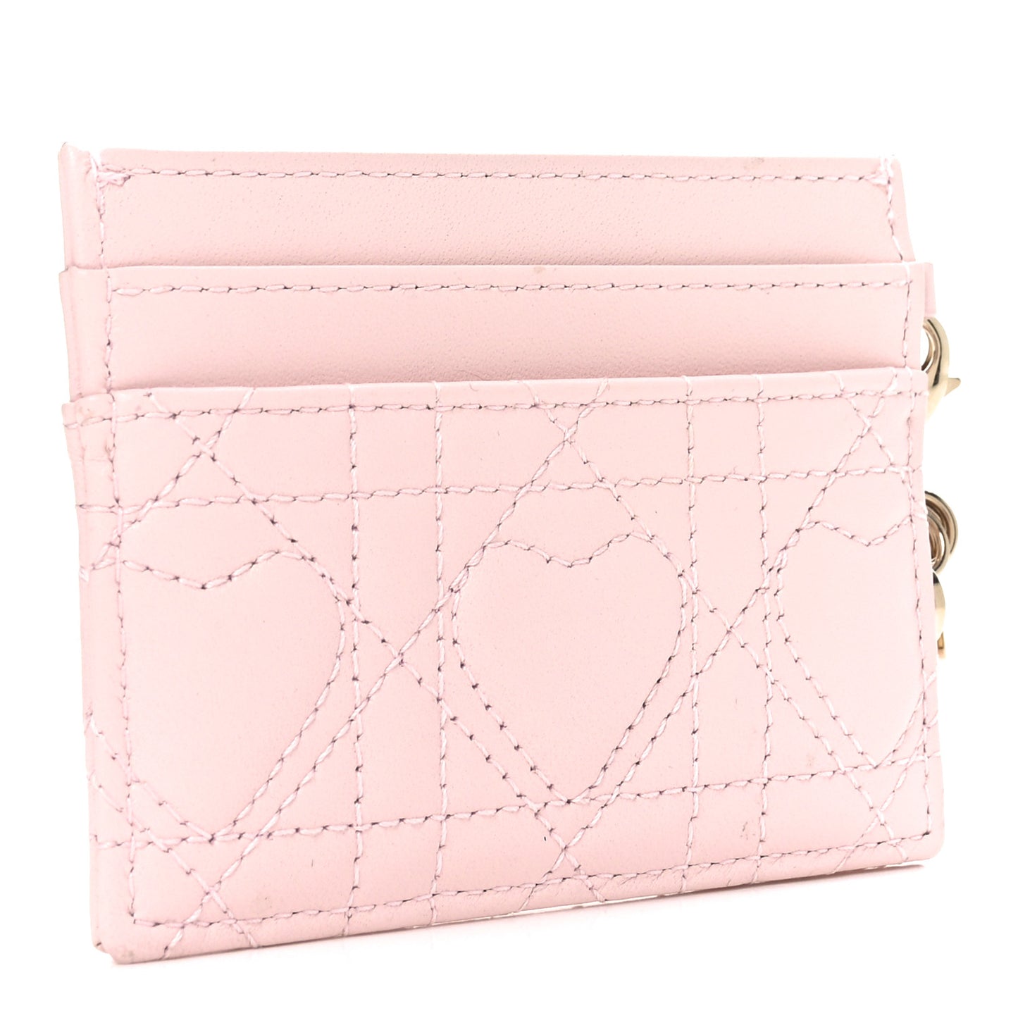 Lambskin Cannage DiorAmour Lady Dior Card Holder Pale Pink