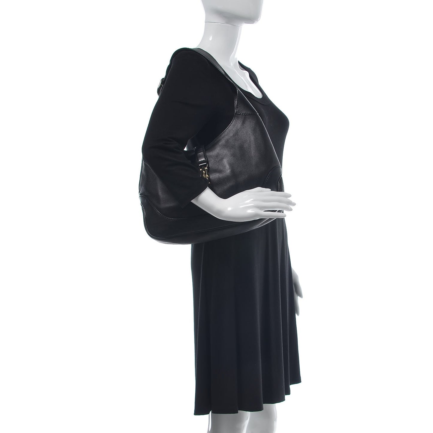 Calfskin Medium New Jackie Shoulder Bag Black