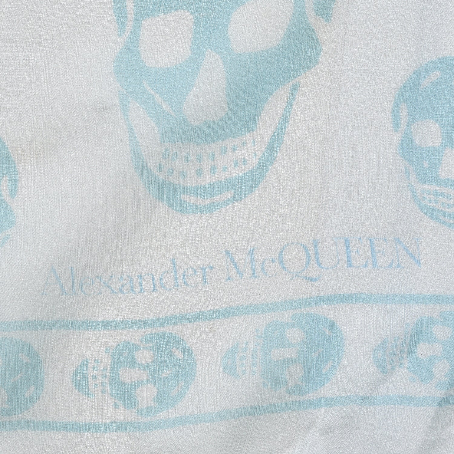 Alexander McQueen Silk Chiffon Skull Scarf Blue 4 of 5