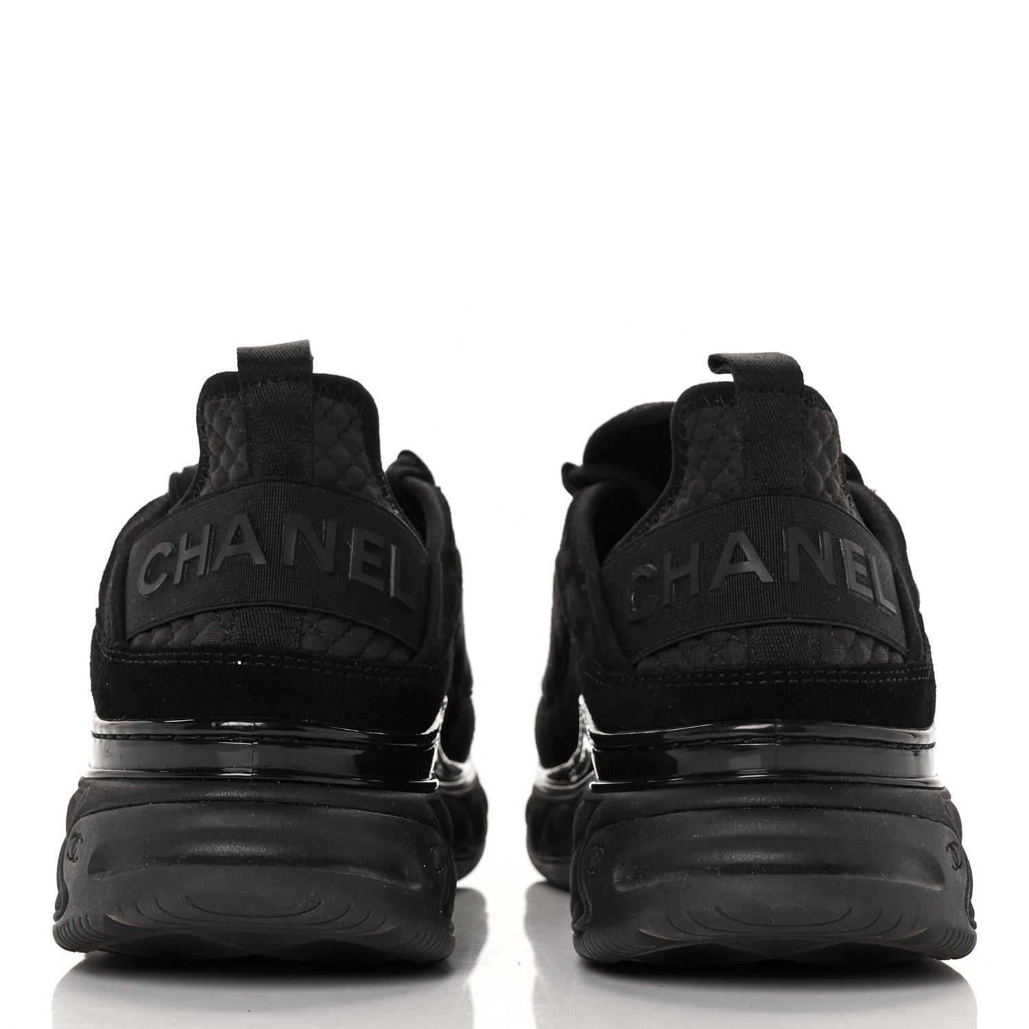 Chanel Suede Calfskin Mixed Fibers CC Sneakers 39.5 Black 5 of 8