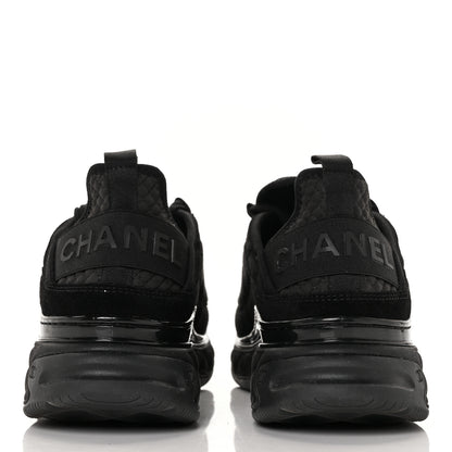 Chanel Suede Calfskin Mixed Fibers CC Sneakers 39.5 Black 5 of 8